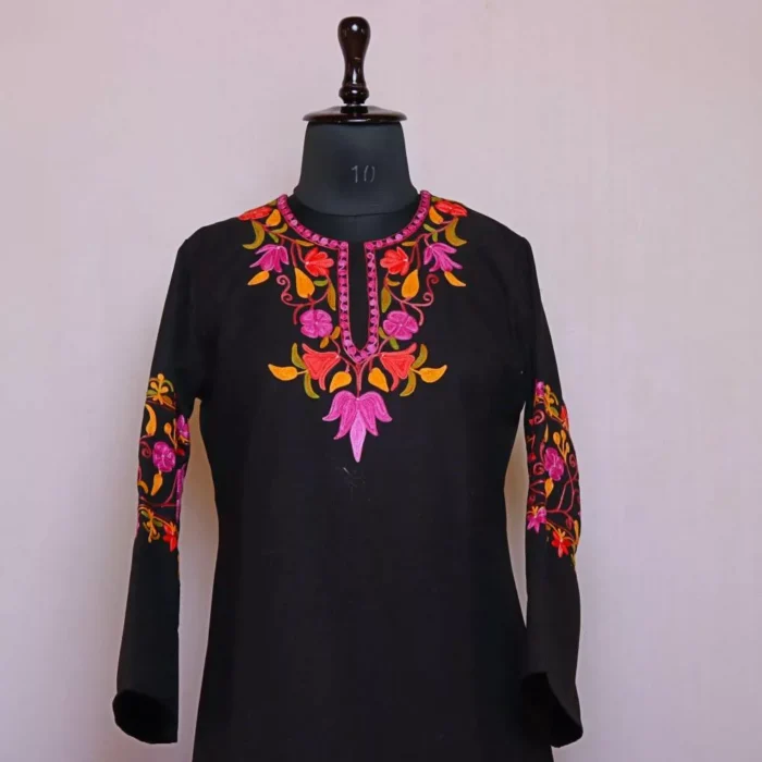 Warm and Cozy Black RangeMahal Tweed Coord Kurta Set | Maroofa Collection - Image 2