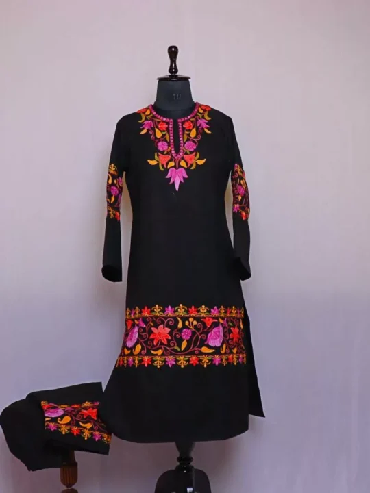 Warm and Cozy Black RangeMahal Tweed Coord Kurta Set | Maroofa Collection