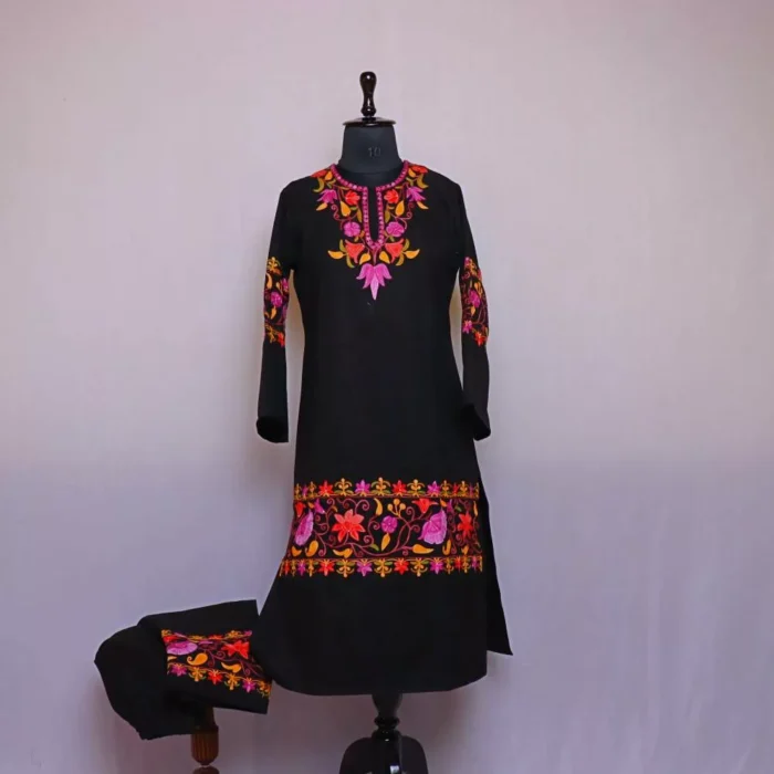 Warm and Cozy Black RangeMahal Tweed Coord Kurta Set | Maroofa Collection