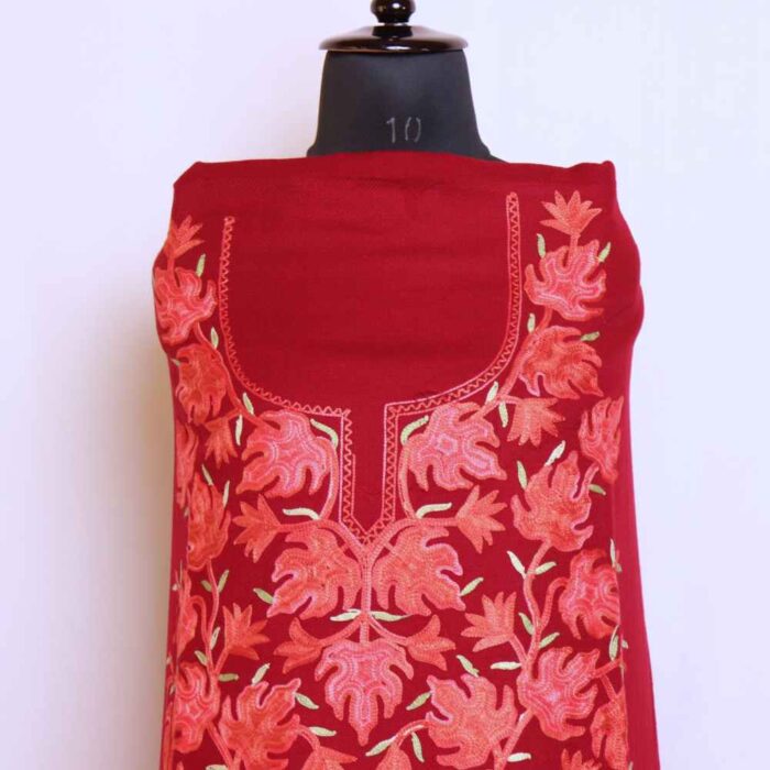 Maroon Chinari All Over Cashmilon 2PC Kashmiri Woolen Unstitched Salwar Suit | Mariya - Image 2