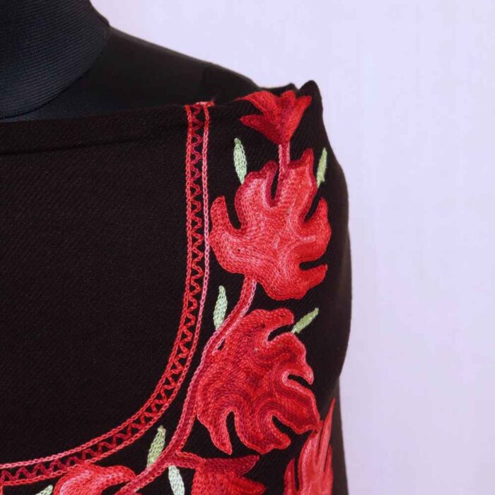 Black red Chinari All Over Cashmilon 2PC Kashmiri Woolen Unstitched Salwar Suit | Mariya - Image 3