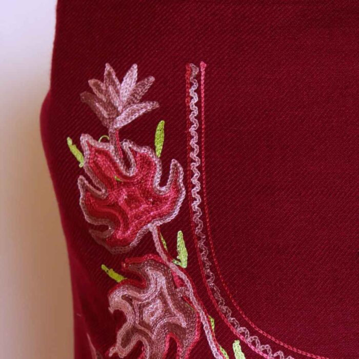 Maroon Chinari All Over Cashmilon 2PC Kashmiri Woolen Unstitched Salwar Suit | Mariya - Image 3