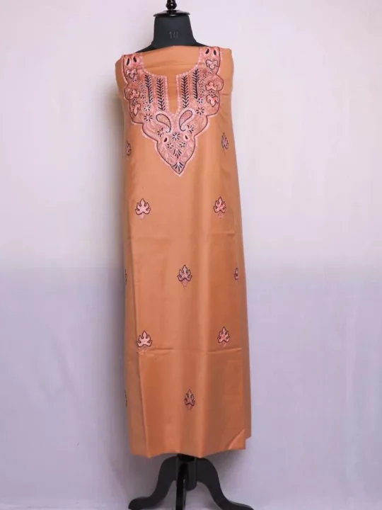 Light Orange Woolen Kashmiri Suit 2PC | Spun Material | Aari Work Chinar Bootis | Gul Posh Collection