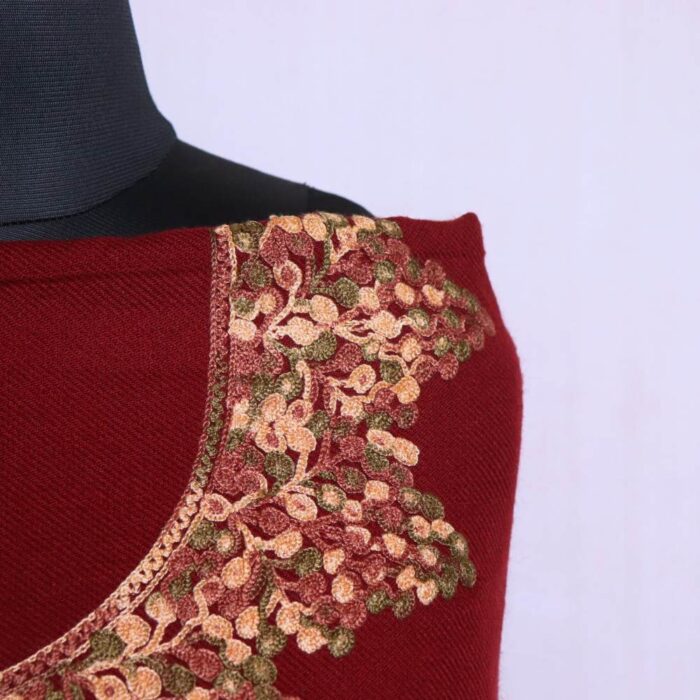 Kashmiri Woolen Unstitched Salwar Suit | Maroon Bootis Cashmilon 2PC | Lehlav Collection - Image 3