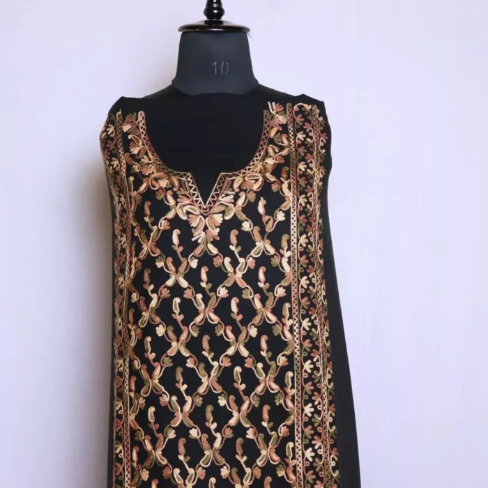 Black All over Jaal Cashmilon 2PC | Kashmiri Unstitched Salwar Suit for Winter | Lehlav Collection - Image 2