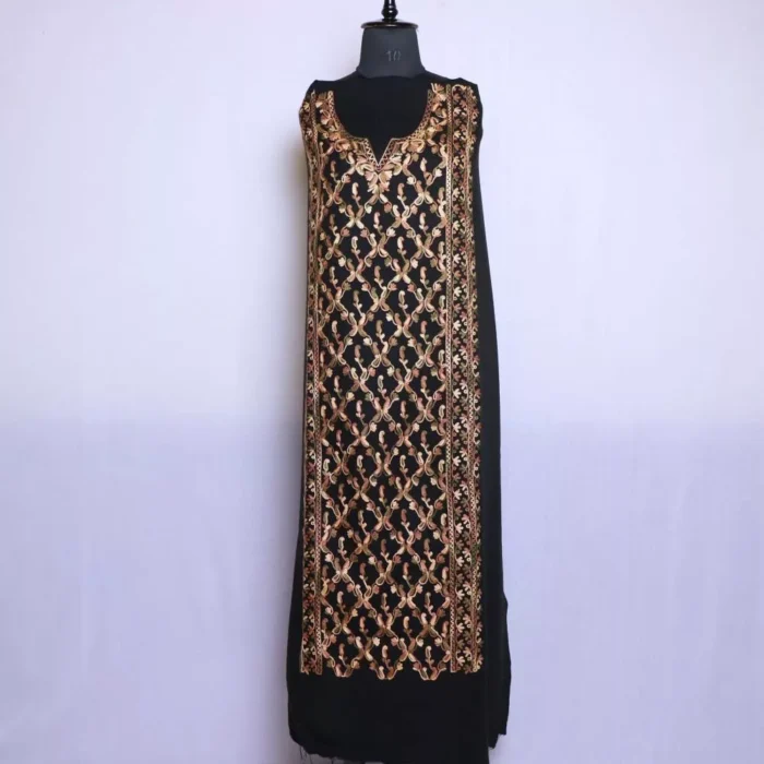 Black All over Jaal Cashmilon 2PC | Kashmiri Unstitched Salwar Suit for Winter | Lehlav Collection