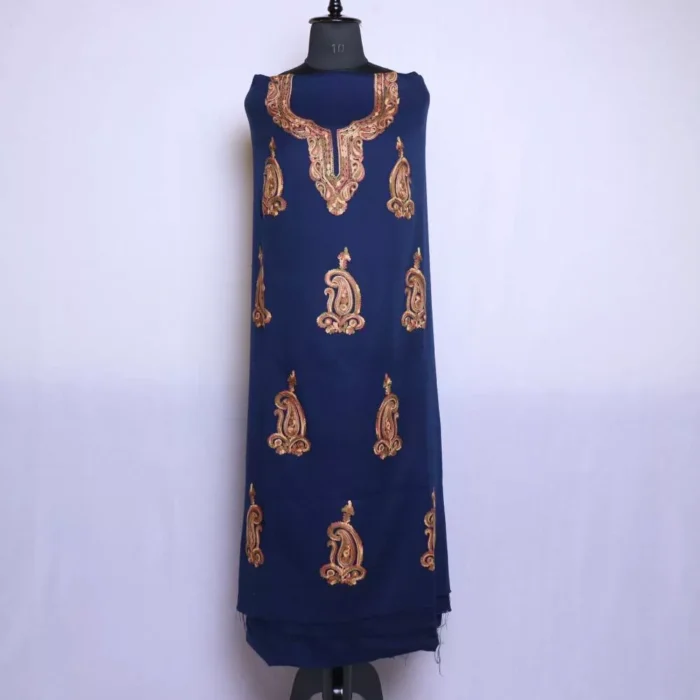 Blue Bootis Cashmilon 2PC | Kashmiri Woolen Unstitched Salwar Suit | Lehlav Collection