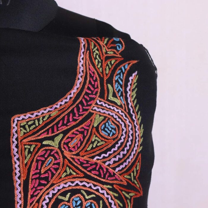 Kashmiri Suit 3PC Black Color With Hand Aari Embroidery | For Winter With Dupatta | Shoobwun Collection - Image 3