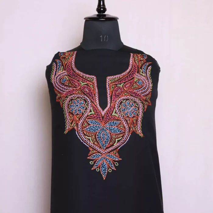 Kashmiri Suit 3PC Black Color With Hand Aari Embroidery | For Winter With Dupatta | Shoobwun Collection