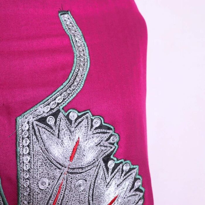 Woolen Suit Pink and Silver Kashmiri Tilla 3PC | With Dupatta | Loom Collection - Image 2