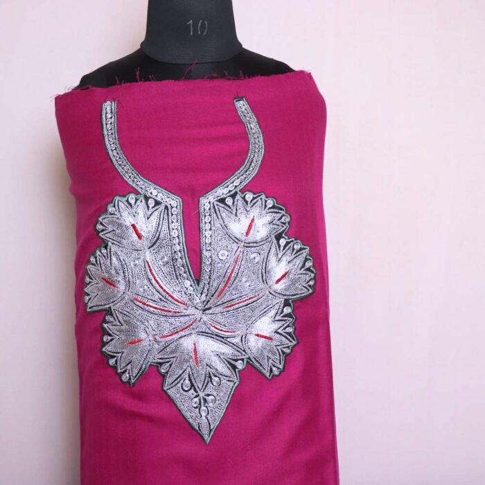 Woolen Suit Pink and Silver Kashmiri Tilla 3PC | With Dupatta | Loom Collection - Image 3