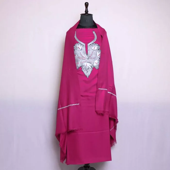 Woolen Suit Pink and Silver Kashmiri Tilla 3PC | With Dupatta | Loom Collection