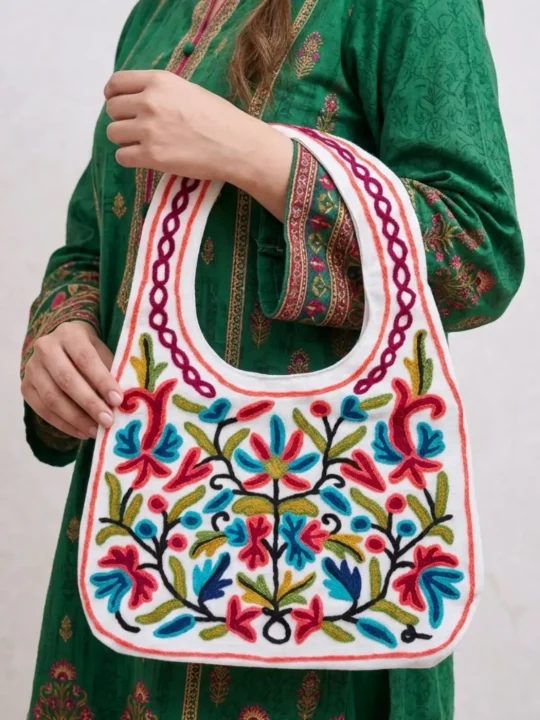 Kashmiri Purse Handbag With Crewel Handwork | Small
