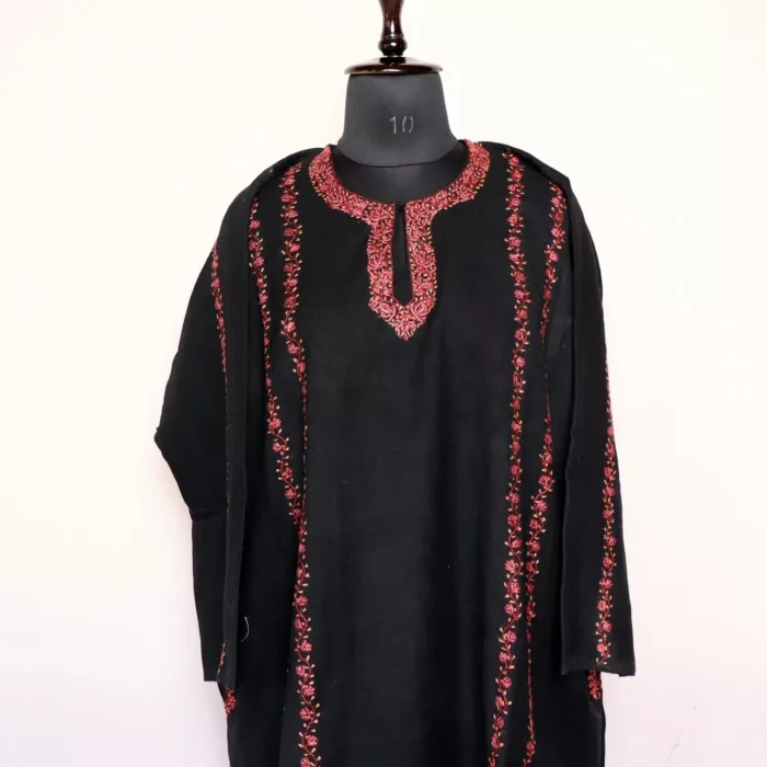Talia Black Sozni Pheran - Pure Wool With Kashmiri Needle Work