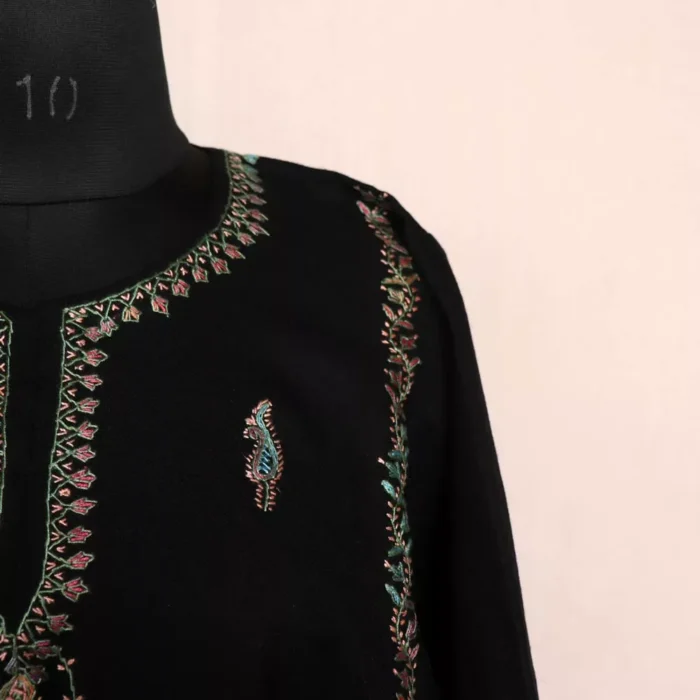 Black Sozni Pheran - Pure Wool With Kashmiri Needle Work - Image 3