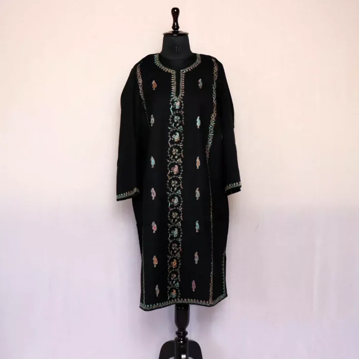 Black Sozni Pheran - Pure Wool With Kashmiri Needle Work - Image 2