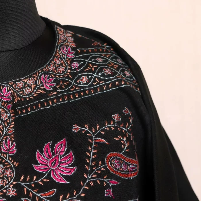 Black Luxury Full Jaldar Sozni Handwork Pheran - Pure Wool - Image 3