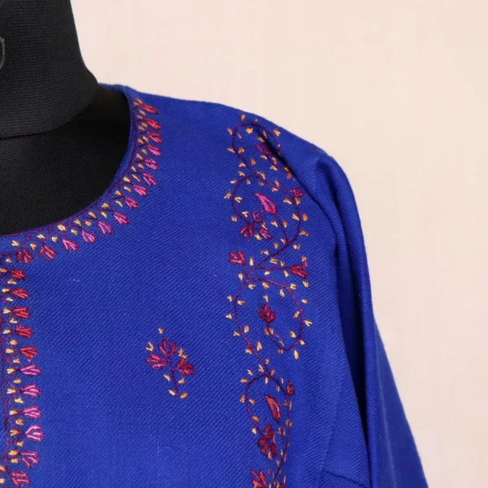 Aharbal Blue Sozni Pheran - Pure Wool With Kashmiri Needle Work - Image 2