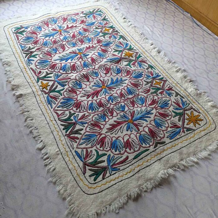 Kashmiri Namda Wool Rug with Hand Embroidery | Beautifully Designed (6x4 Feet)