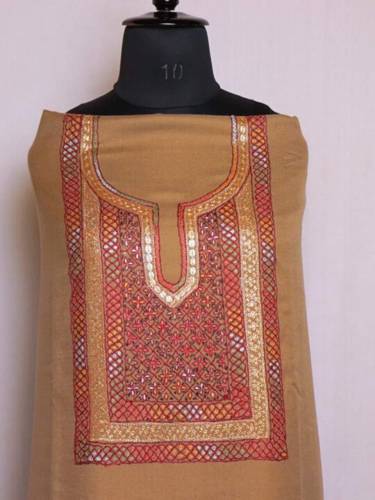 Woolen Needle Sozni and Tilla Brown Kashmiri Suit 3PC | With Dupatta | Parvaiza Collection