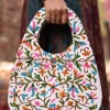 Kashmiri White Purse Handbag Crewel Handwork | Large