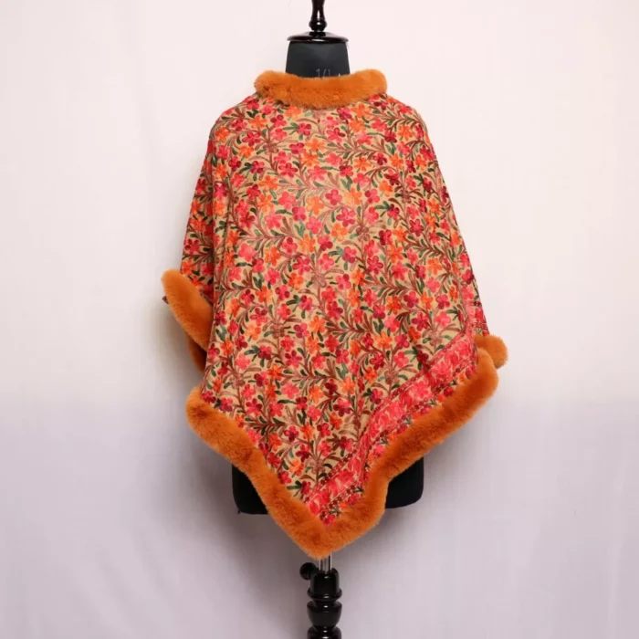 Brown Kashmiri Fur Winter Warm Poncho