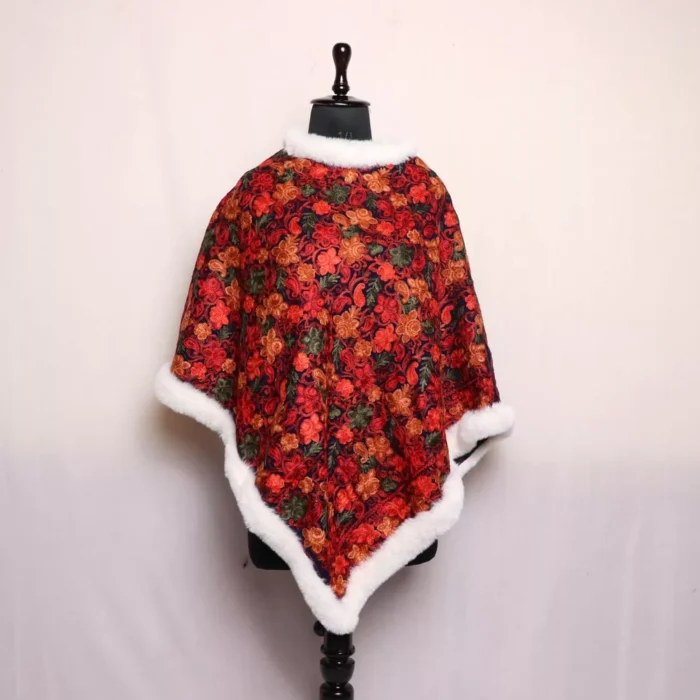 Beautiful Warm Fur Poncho Kashmiri Embroidery