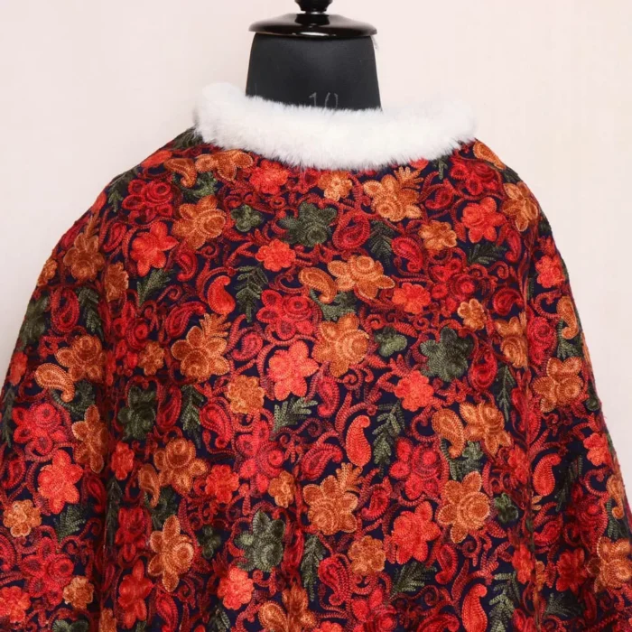 Beautiful Warm Fur Poncho Kashmiri Embroidery - Image 2