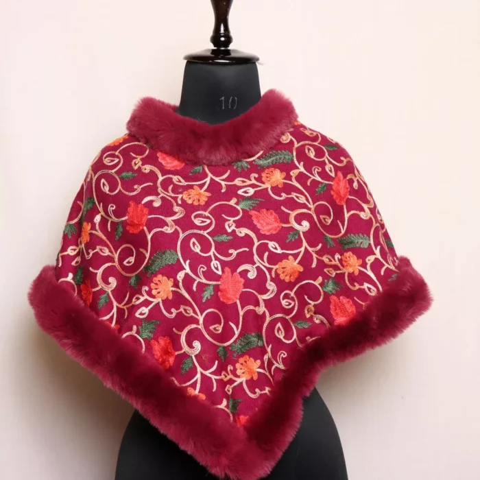 Kids Wear Magenta Purple Kashmiri Fur Poncho