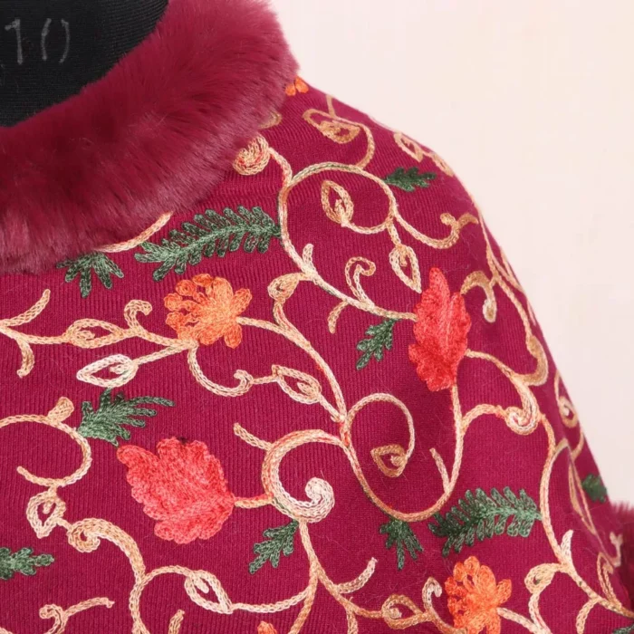 Kids Wear Magenta Purple Kashmiri Fur Poncho - Image 3