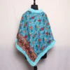 Firozi Floral Designed Kashmiri Poncho