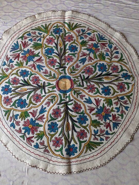 Ashmuqam Kashmiri Home Decor Namda Rug - 5 feet, Pure Wool, Handmade