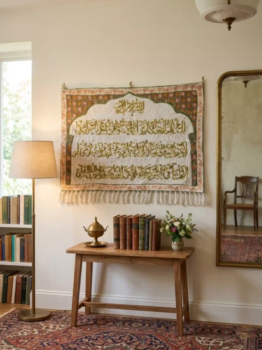 Delightful Kashmiri Silk Chainstitch Islam Wall Piece - Handmade Art  (3*2 ft)