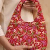 Kashmiri Red Purse Handbag Crewel Handworked | Large