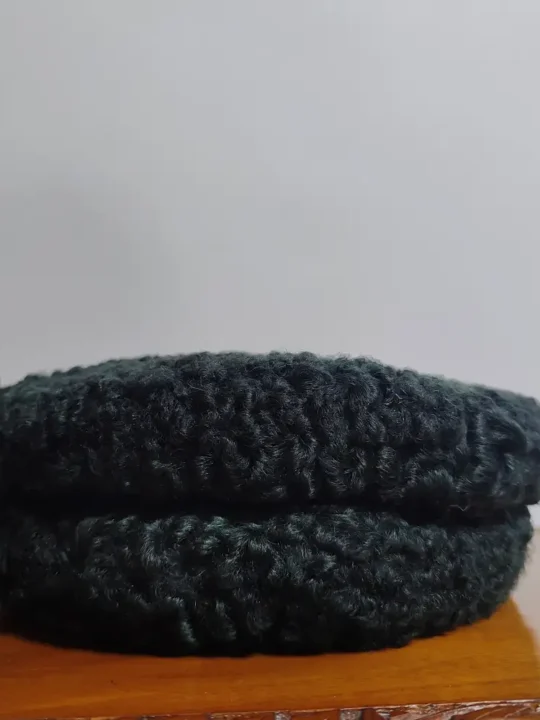 Elite Black Round Premium Karakul Cap - Handmade in Kashmir
