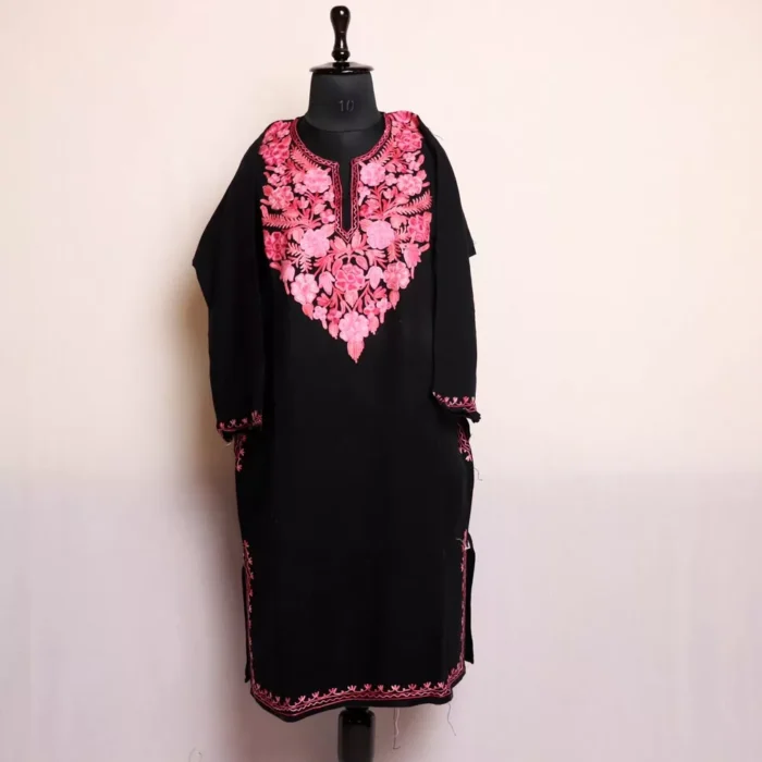 Shazia Black Kashmiri Cashmilon Pheran – Warm and Comfortable Winter Attire (W44) - Image 2