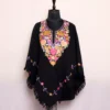 Black Poncho Kashmiri Cashmilon Aari Worked