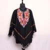 Nousheen Black Kashmiri Poncho Aari Crafted