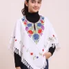 Barjes White Kashmiri Poncho Fine Aari Work