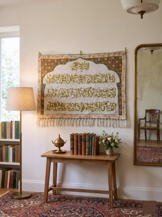 Delightful Kashmiri Silk Chainstitch Islam Wall Piece - Handmade Art  (3*2 ft)