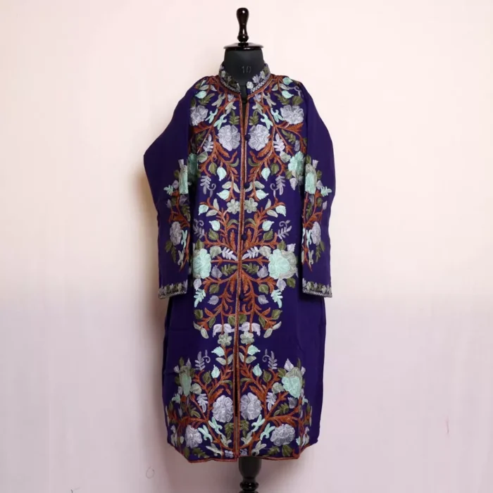 Dark Blue Aari Cashmilon Coat - Omar Collection