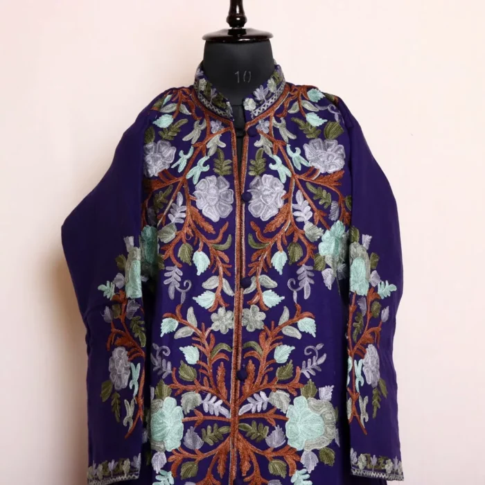 Dark Blue Aari Cashmilon Coat - Omar Collection - Image 2