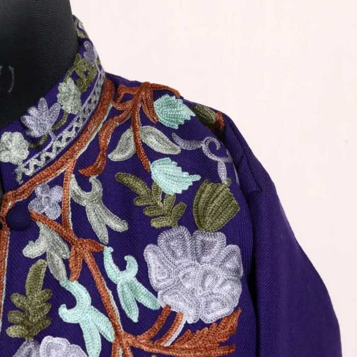 Dark Blue Aari Cashmilon Coat - Omar Collection - Image 3