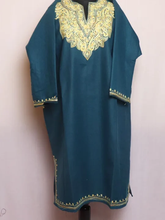 Maha Kashmiri Aari Embroidered Tweed Pheran Winter Wear for Women