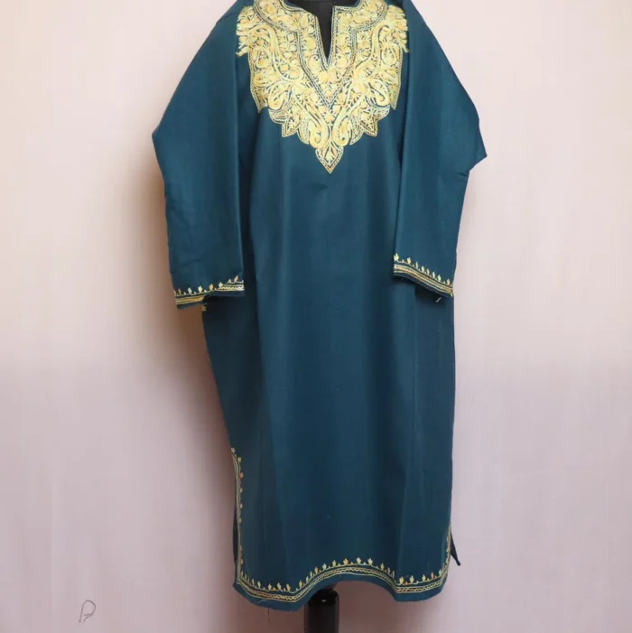 Maha Kashmiri Aari Embroidered Tweed Pheran Winter Wear for Women