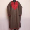 Fariha Bronze Aari Embroidered Tweed Pattu Kashmiri Pheran for Women