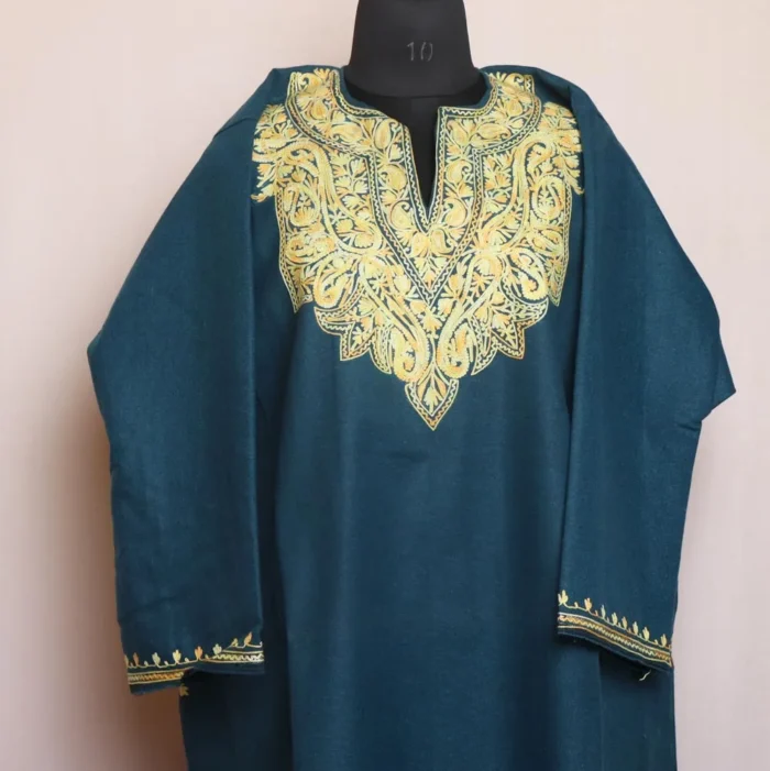 Maha Kashmiri Aari Embroidered Tweed Pheran Winter Wear for Women - Image 2