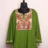 Green Kashmiri Cashmilon Pheran Sabzar with Aari Embroidered for Winter Wear