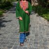 Green Raffal Pheran with Hand Aari -Tal