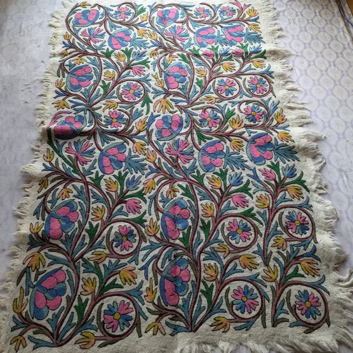 Large Kashmiri Pure Wool Handmade Namda Rug (Size: 7*5 feet) - Pathan